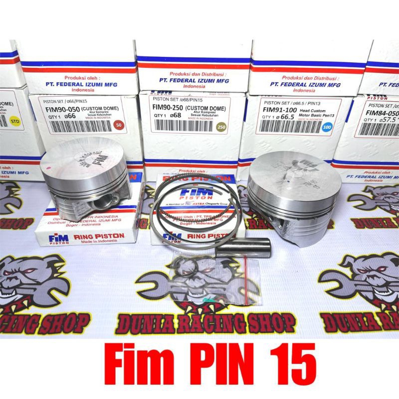 Piston FIM Seher FIM Dome Mentah 57 57.5 58 58.5 59 59.5 60 61 62 63 65.5 66 66.5 67 67.5 68 Pin 13 Pin 14 Pin 15 Pin 16 1SET Fim Piston Costum Dome Jenong Cebol + Ring seher Kancingan Pin Original FIM