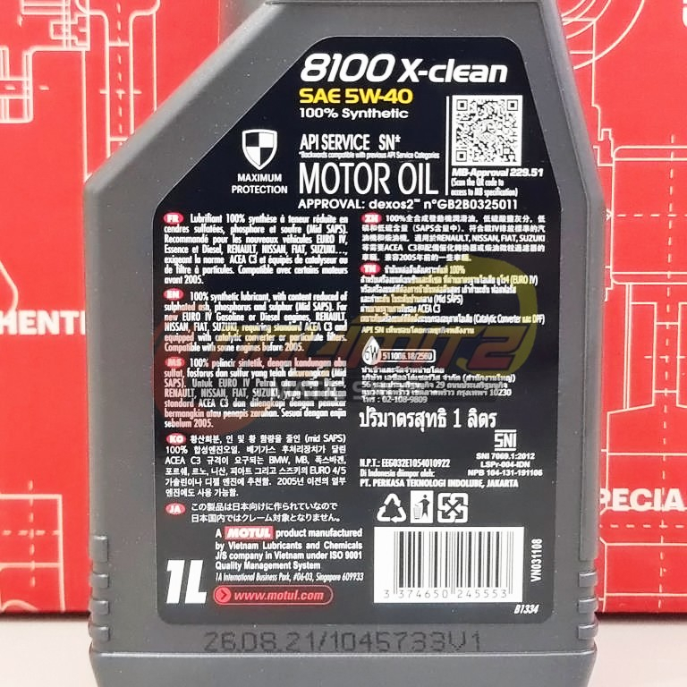 Oli Motul 8100 X-Clean 5W40 1L