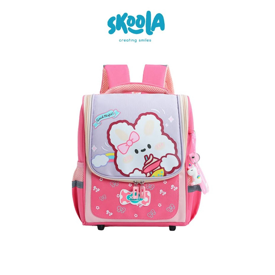 Skoola Tas Sekolah Anak Perempuan TK SD Ransel Kelinci Rabbit Unicorn Free Keychain - Roji