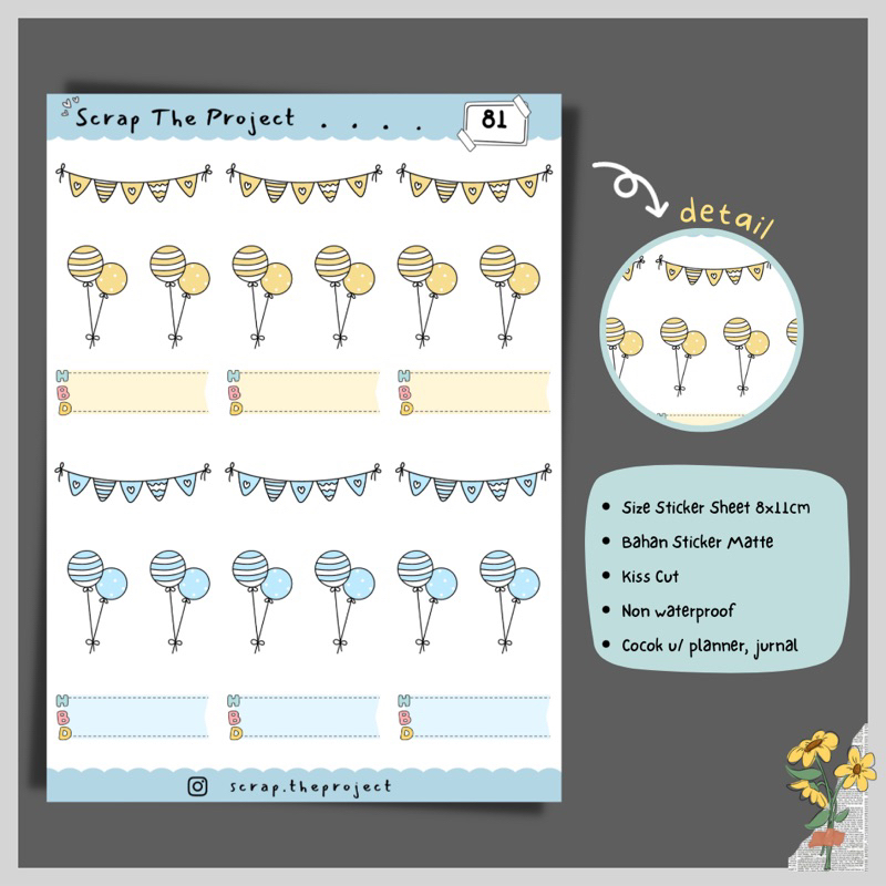 

STICKER PLANNER JOURNAL / STICKER BALLOON BIRTHDAY / STP - 81