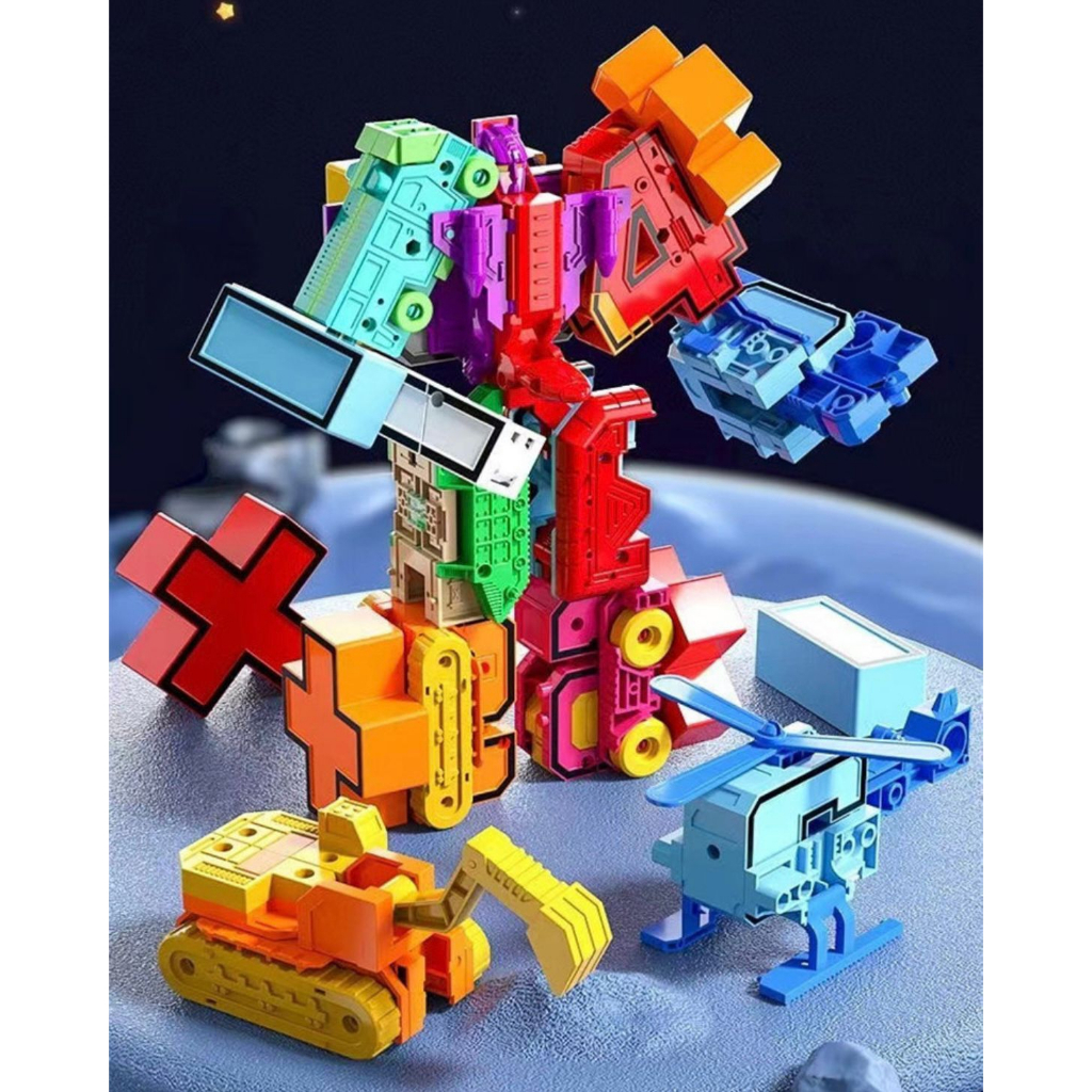 [JS18](850-6)Mainan Anak Robot Angka / Transformer Angka Berubah Bentuk / Puzzle Robot / Mainan Rangkai Robot / Kendaraan Tempur / Robot 0-9 / Mainan Edukasi Balok Angka Robot