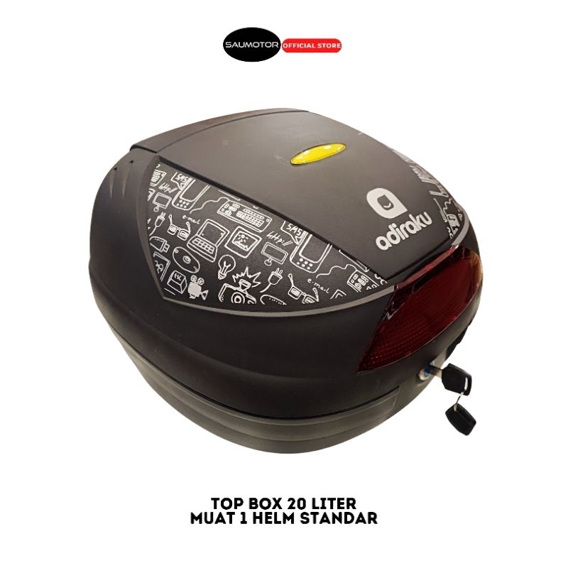 Saumotor Top Box 20 liter Adiraku Box motor muat 1 helm