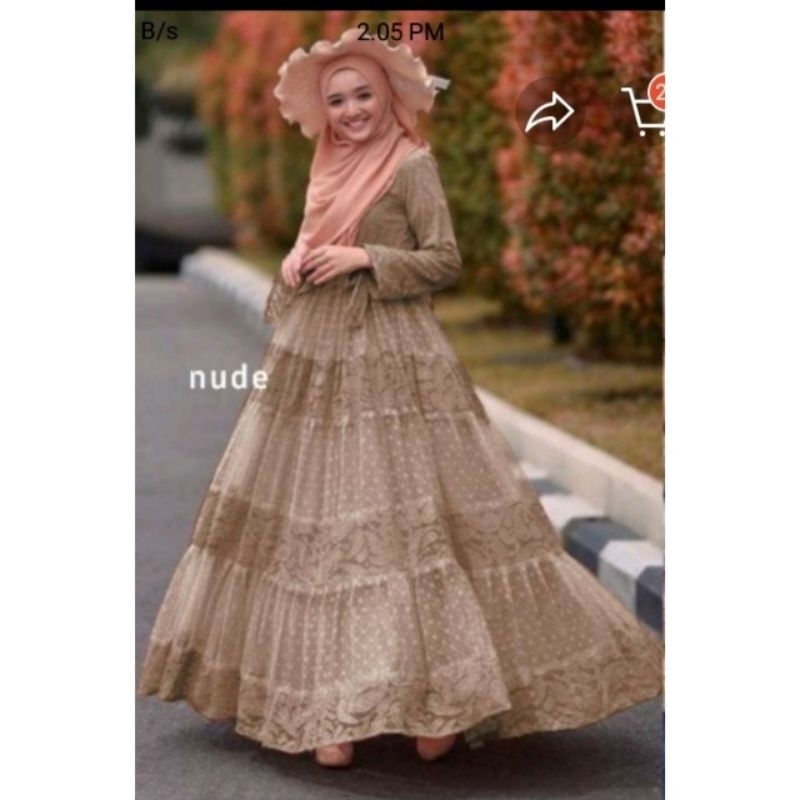 Akasha Baju  Midi Dress Wanita Korea Busui Muslim Muslimah Terbaru Katun crincle  Murah Polos Motif 