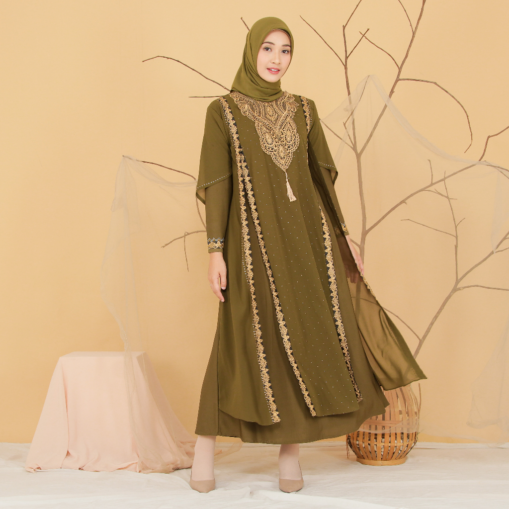 TA9019V2 | Gamis Abaya Turki Terbaru 2023 Turkey Termewah Turky Warna Hijau Sage, Hijau Army, dan Lavender