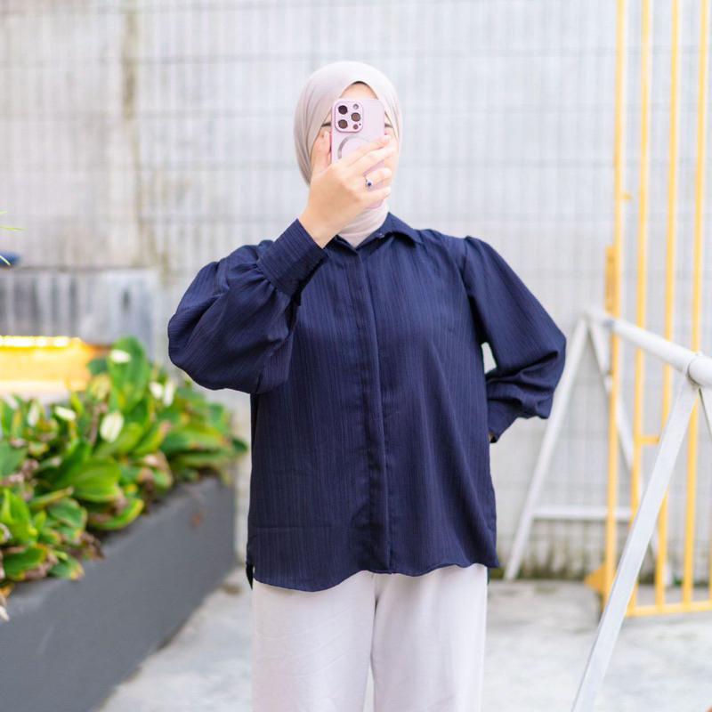 ATASAN VIRAL!!! Kemeja Lady Crush Lengan Balon Atasan Blouse Wanita Kekinian