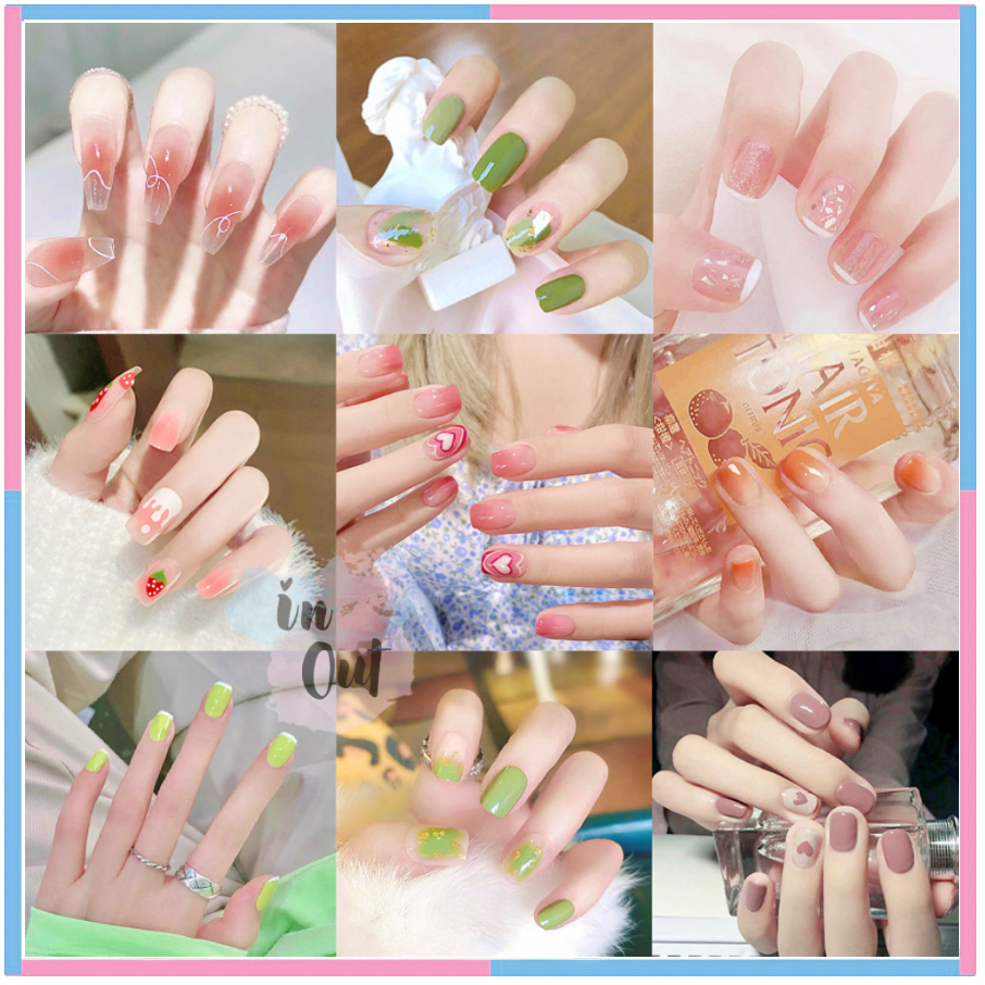 24 PCS Fake Nails Manicure Instant / Kuku Palsu karakter polos cantik wedding Nails / Kuku palsu Pengantin acara / Kuku palsu estetik Extension Kuku palsu grosir kuku palsu nail alat perawatan kuku kecantikan kuku KU040