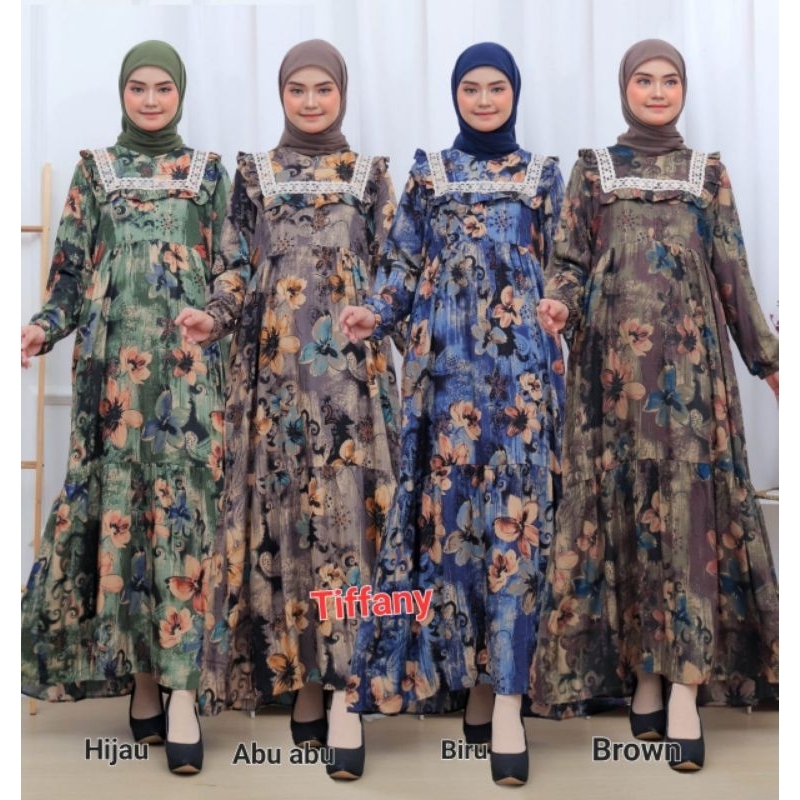 GAMIS RAYON PREMIUM MOTIF BUNGA MATAHARI VIRAL TERLARIS UK STANDAR LD 110CM