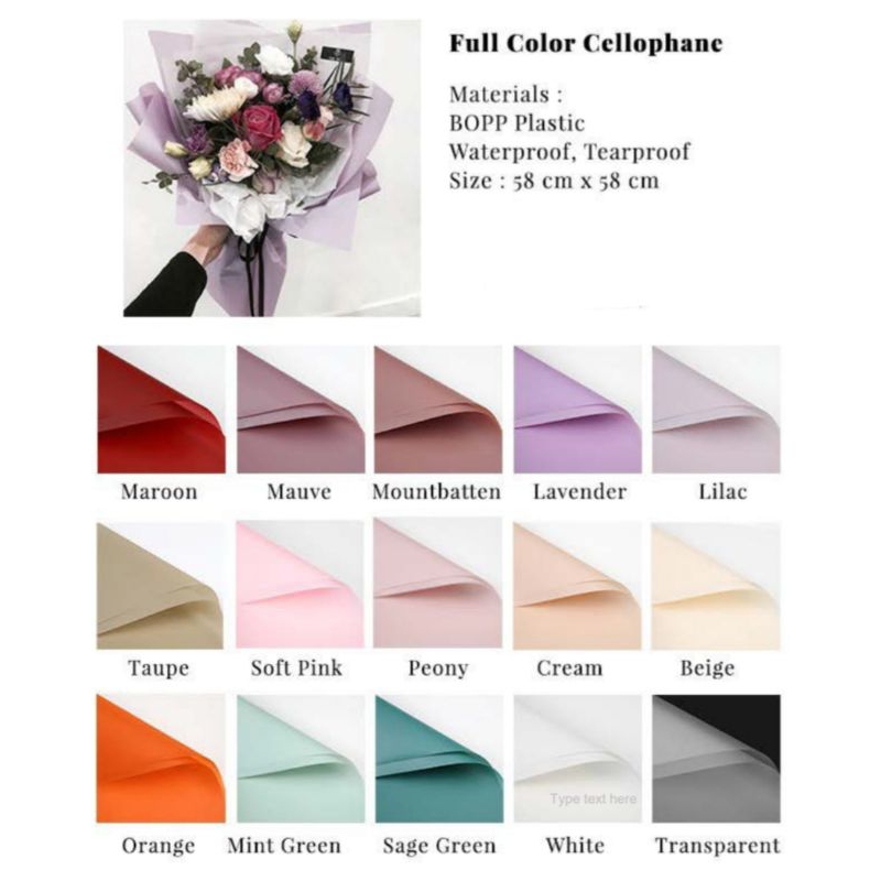 

Full Colour Chellophone/kertas buket/kertas kado/gift/Bouquet/