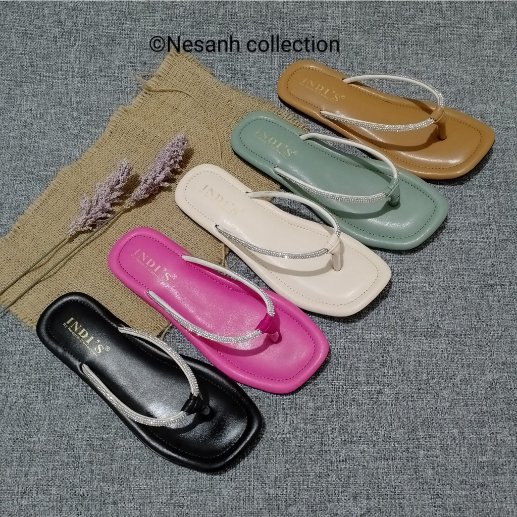 Sandal Wanita MARSYA by Nesanh Sandal Flat Wanita Kekinian Permata Mutiara