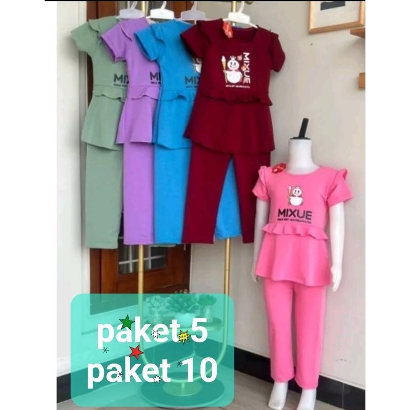 Paket 10pcs GROSIR baju MIXUE/ setcel baju anak, baju anak terbaru, baju anak kekinian