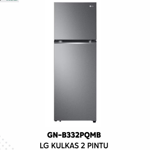 LG KULKAS 2 PINTU GNB 332 PQMB Nett 335L / Gross 360L Dark Graphite Steel, Smart Inverter Compressor