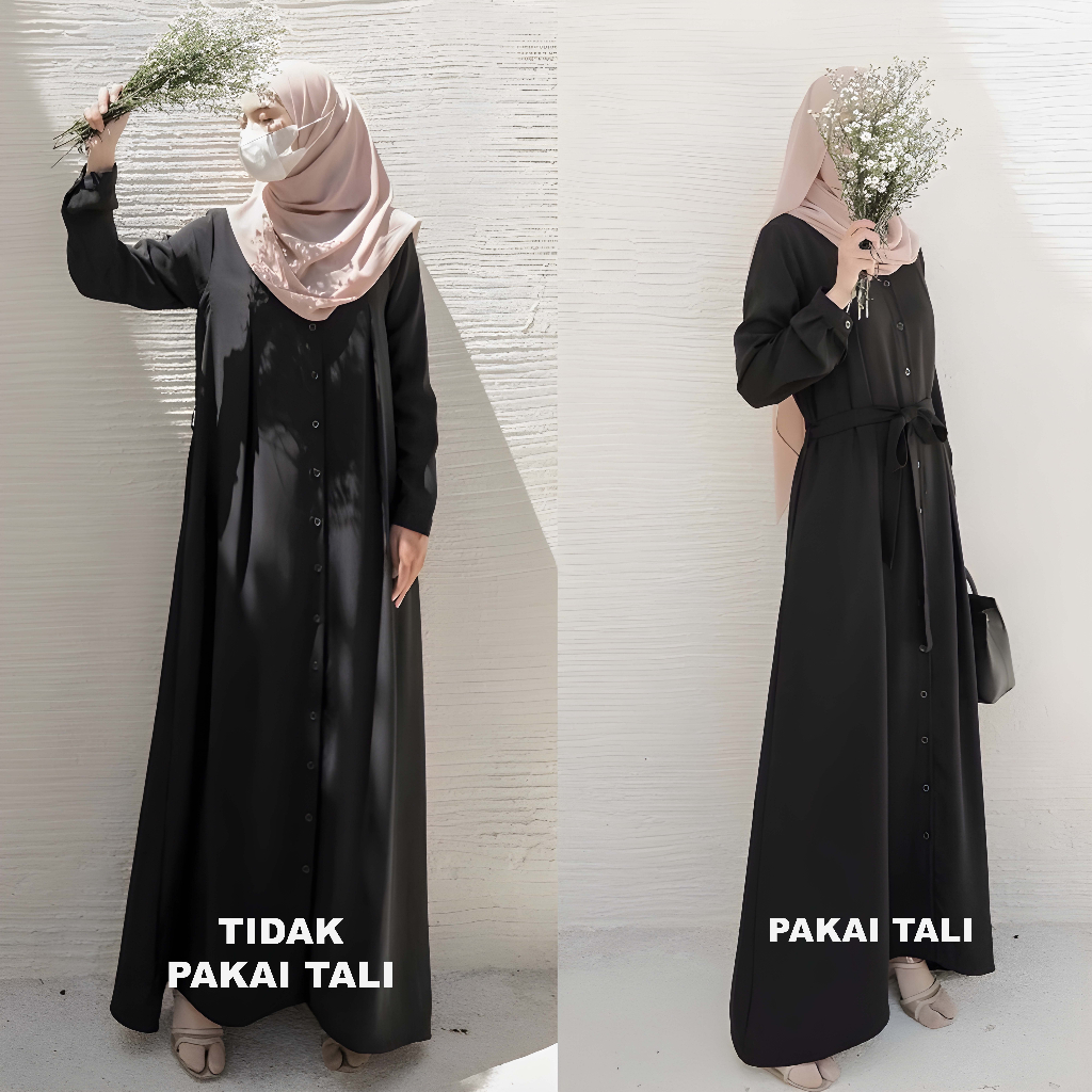 ELIZA DRESS FULL KANCING PAKAIAN GAMIS MUSLIM WANITA BUSUI DAN WUDHU FRIENDLY KEKINIAN TERBARU BAHAN SHAKILA PREMIUM SIZE M L XL DAN XXL TERMURAH BY ZENIC_ID BISA COD