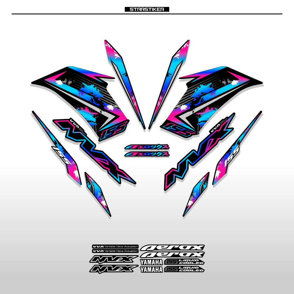 STRIPING AEROX 155 / 1 / COMBO COLOR / DASAR HITAM / NEW / STIKER AEROX 155 CONNECTED / STICKER AERO