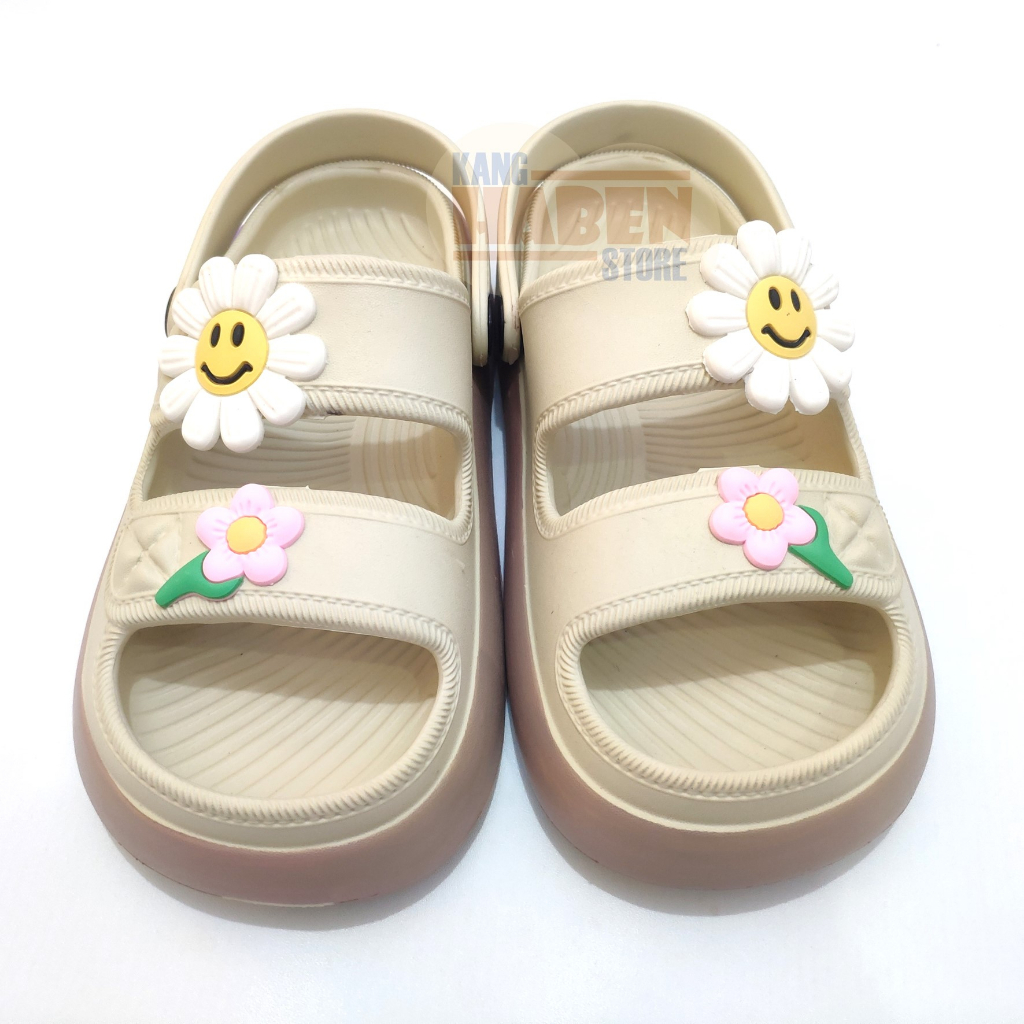 Sandal Anak Cewek Tanggung dan Dewasa Dual Band Karakter Bunga 530CB Habenkids