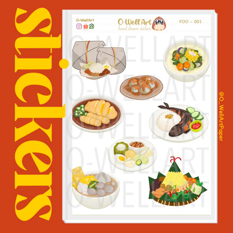 

Stiker Makanan Indonesia - Indonesian Foods Stickers - Stiker Jurnaling Makanan Tradisional