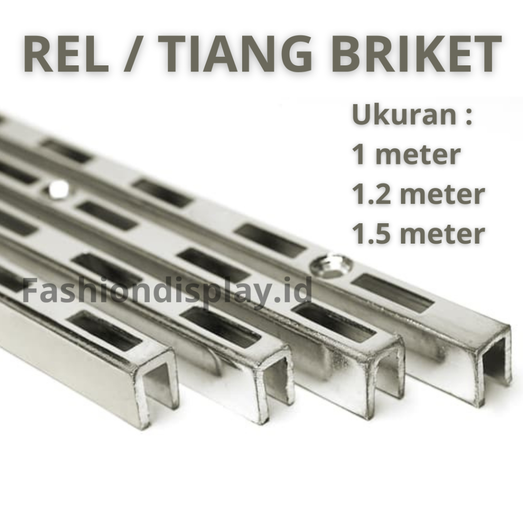 Tiang Breket/Rel Breket/Rak Pajangan Display Siku Breket/Rel Tiang Briket Chrome Silver-BH