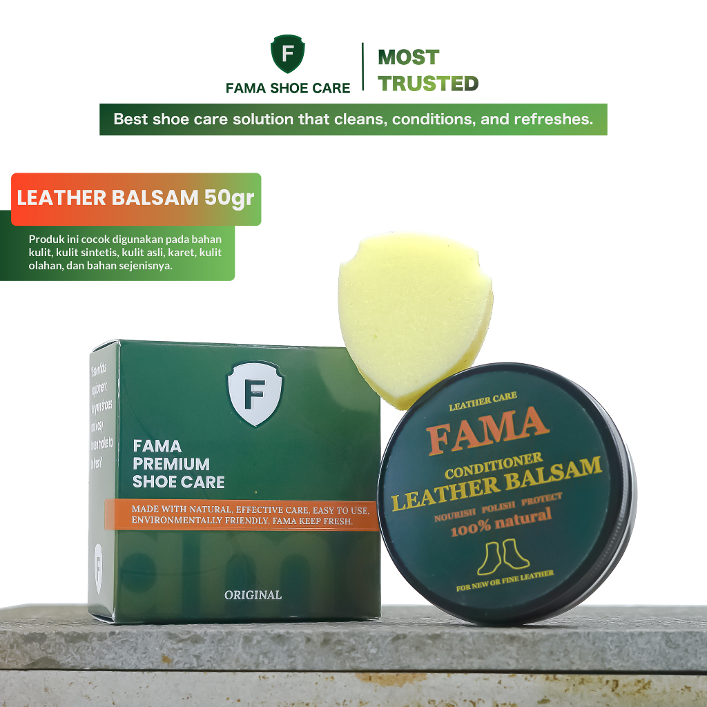 Fama Shoe Care - Leather Balsam 50gr - Bonus Spon - Leather Balm - Semir Sepatu Kulit - Fama Shoes Cleaner - Shoe Cleaner