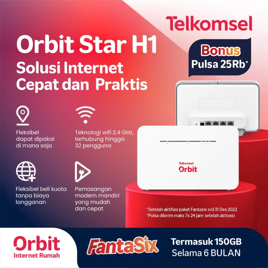Telkomsel Orbit Star H1 Modem WiFi 4G High Speed Bonus Data