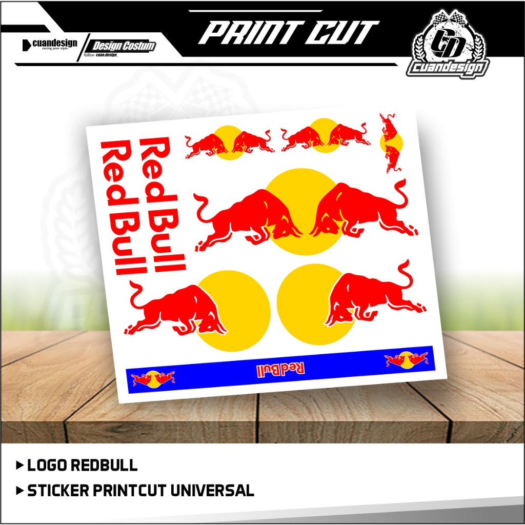 STICKER / STIKER SET REDBULL BANTENG MERAH  CUSTOM HELM MOTOR NMAX PCX CBR NINJA