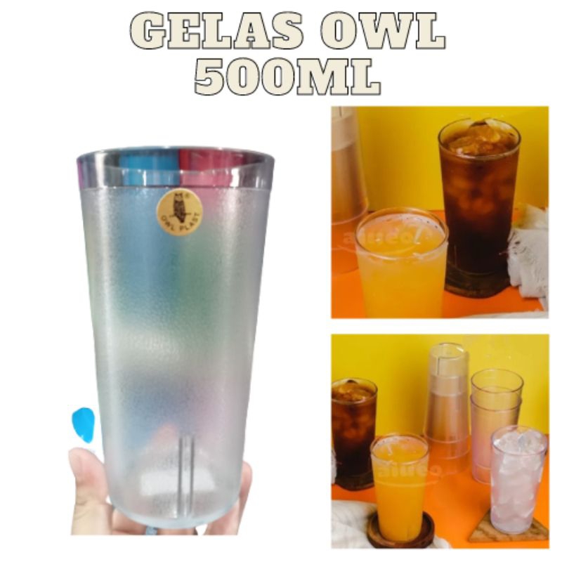 Gelas Akrilik Owl 500Ml Gelas Plastik Anti Pecah Gelas Minum Bening 1Pcs
