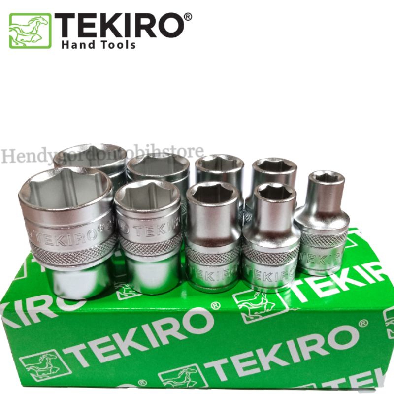 TEKIRO Paket Mata sock set 9pcs 1/2 6Pt kunci anak sock sok 8mm sampai 24mm ORIGINAL