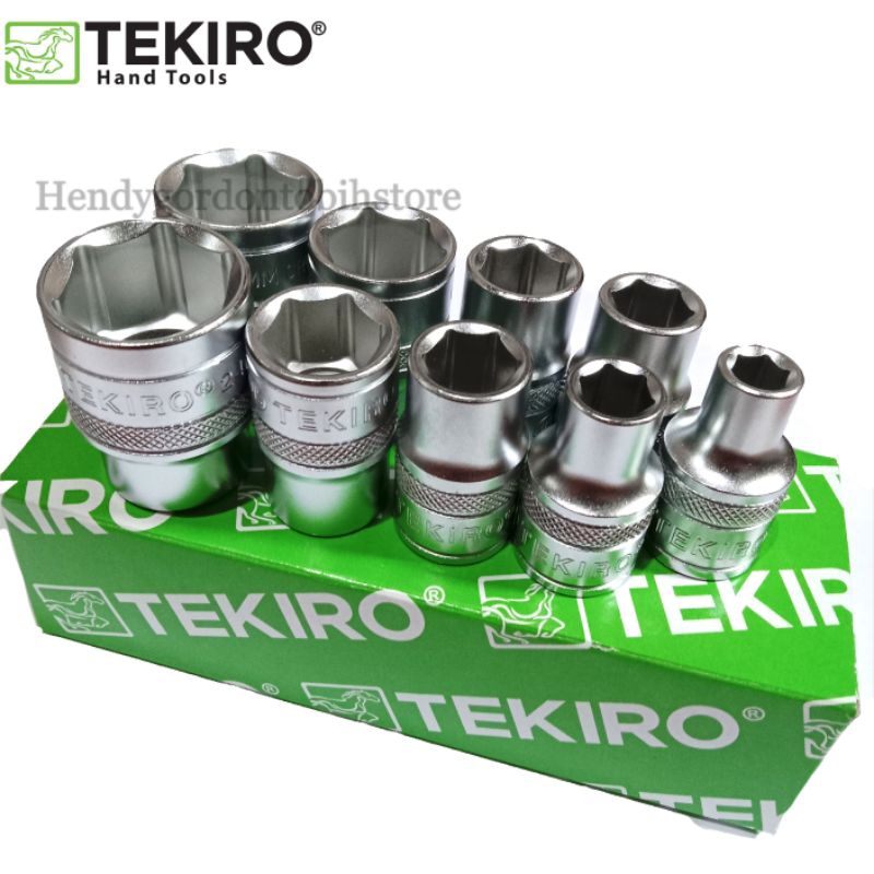 Tekiro Paket Mata Sock Set 9Pcs 1/2 6Pt Kunci Anak Sock Sok 8mm Sampai 24mm ORIGINAL