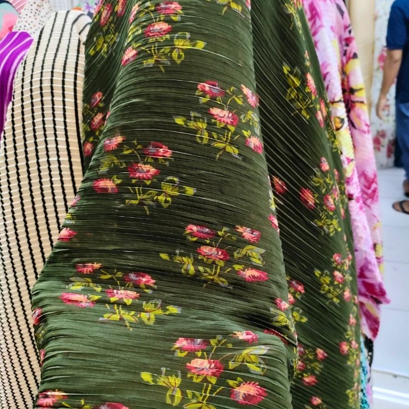 Kain Plisket motif bunga | bahan Prisket - Gamis plisket - Kain Plisket Zara