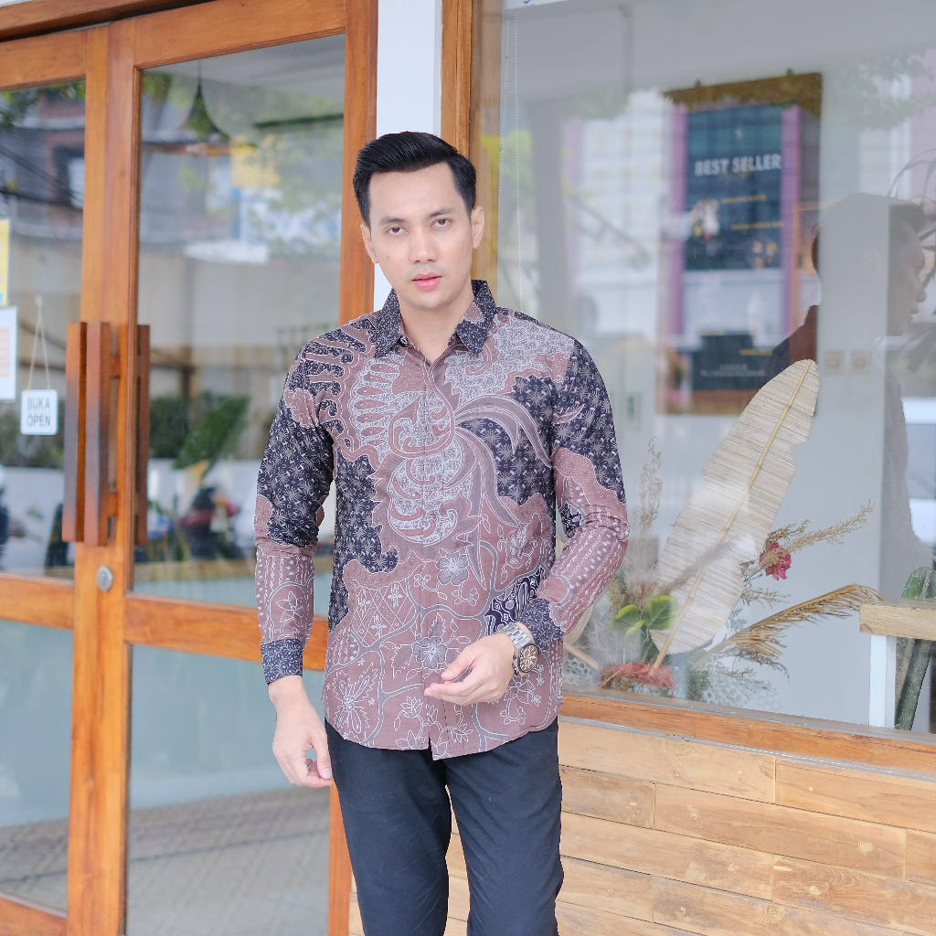 Baju Batik Lengan Panjang Pria Batik Kertojoyo Premium Eksklusif Terbaru Warna Kalem