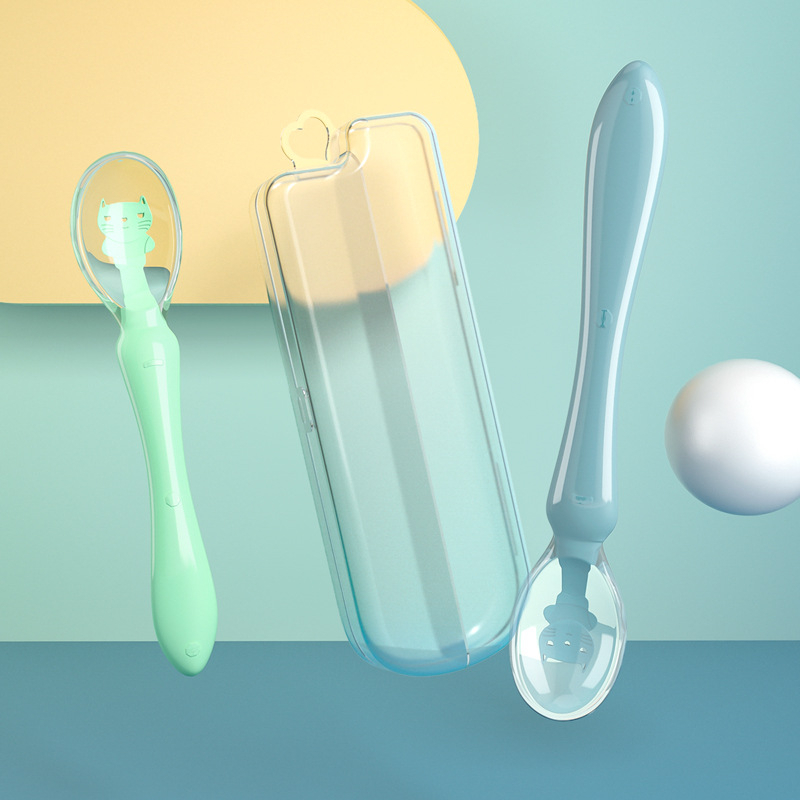 Sendok Makan Bayi 2 in 1 Silikon Baby Safety Spoon Lentur Mpasi Baby Food Spoon Bpa Free CJ11