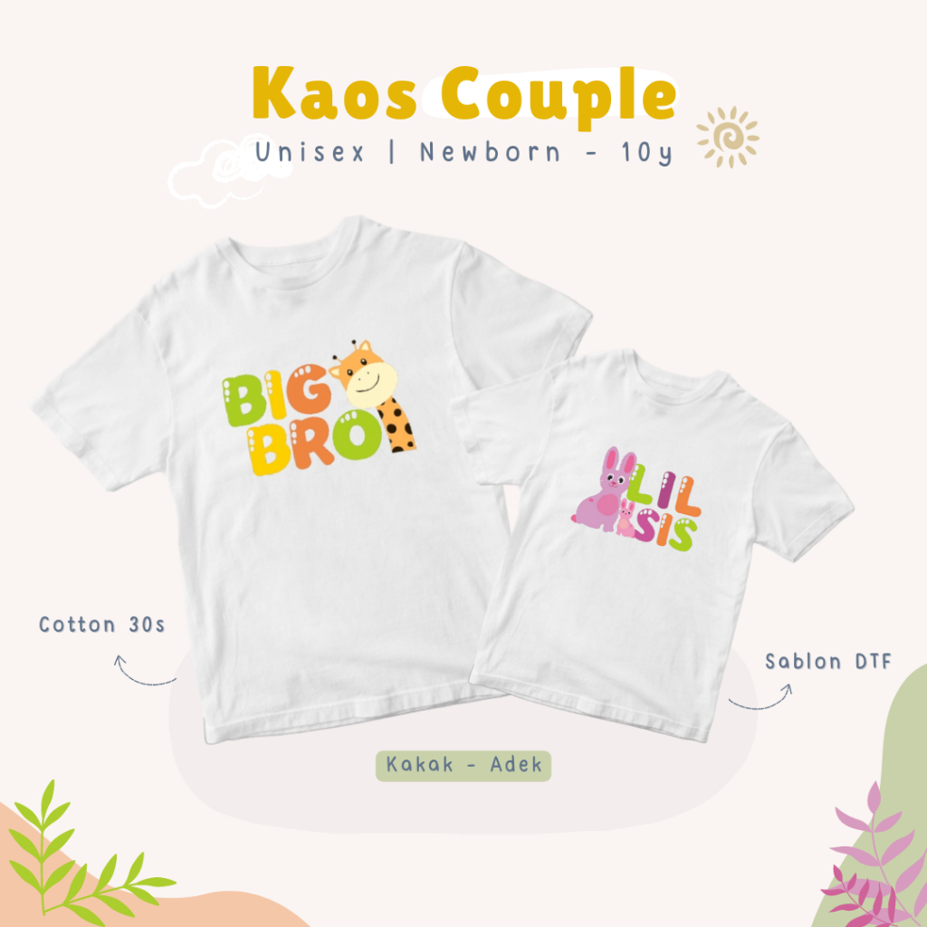 FUAD BABY KID Sibling Tee Cotton Combed 30s 6 Bulan - 12 Tahun Kaos Anak Couple Coupel Bergambar Sab