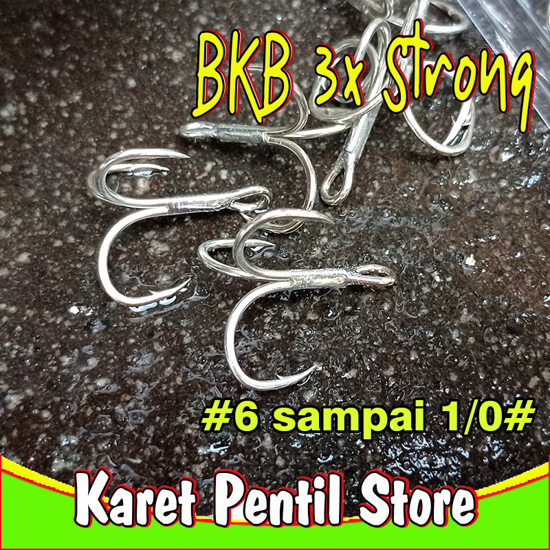 1 Pack (2 Buah) BKB Hook Treble Hook 3X Strong #6 #4 #2 1/0#