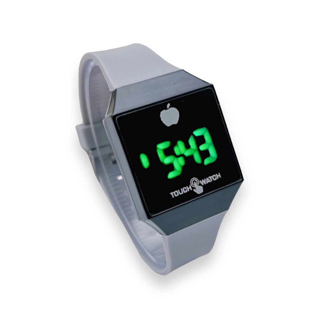 COD✅ Jam Tangan Digital Wanita Pria Watch LED Rubber Elektronik Touch Screen Harga Murah    S1201-S1290-Abu abu