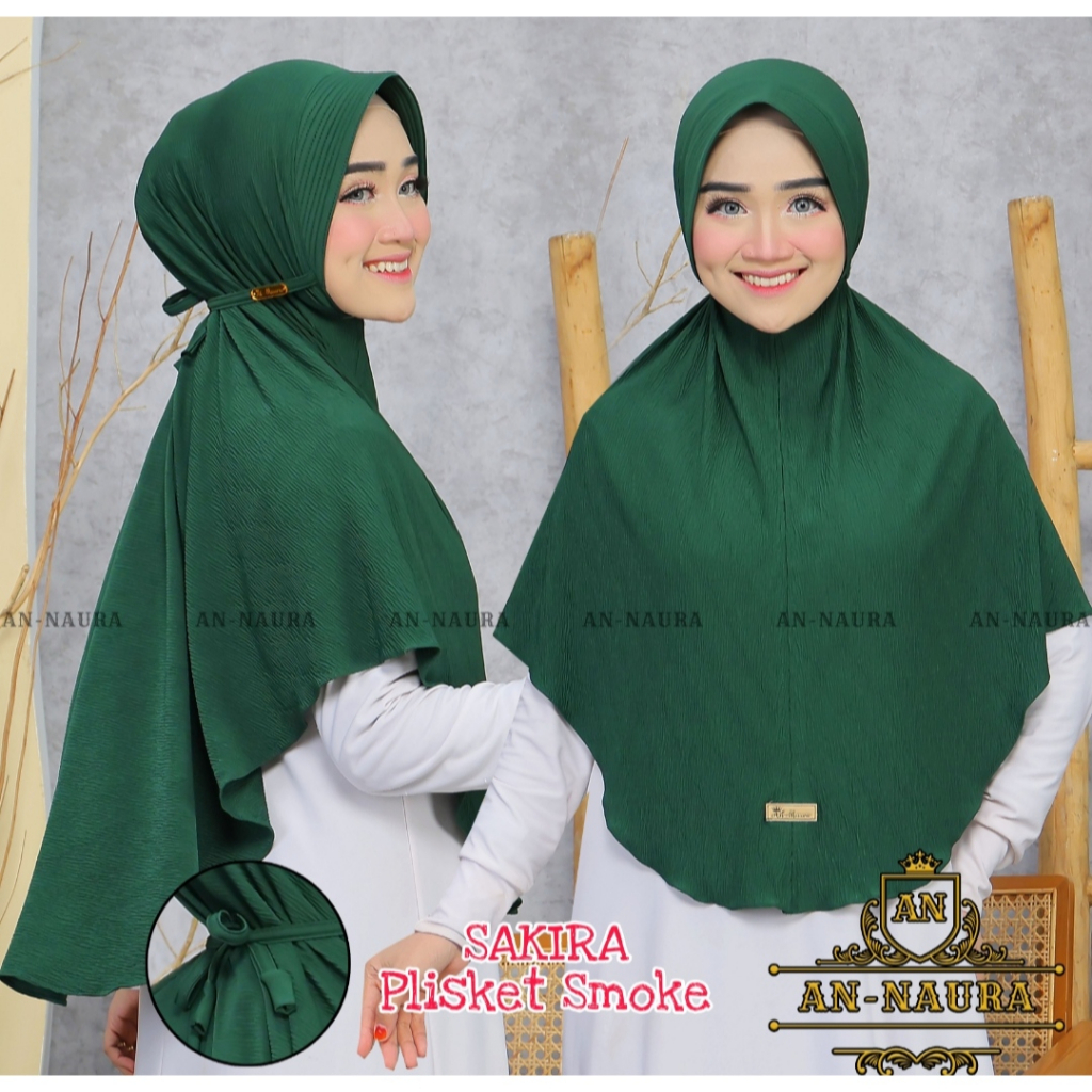 Sakira Jilbab jumbo jersey - hijaujumbo plisket smoke - kerudung jumbo jersey smok - khimar jumbo te