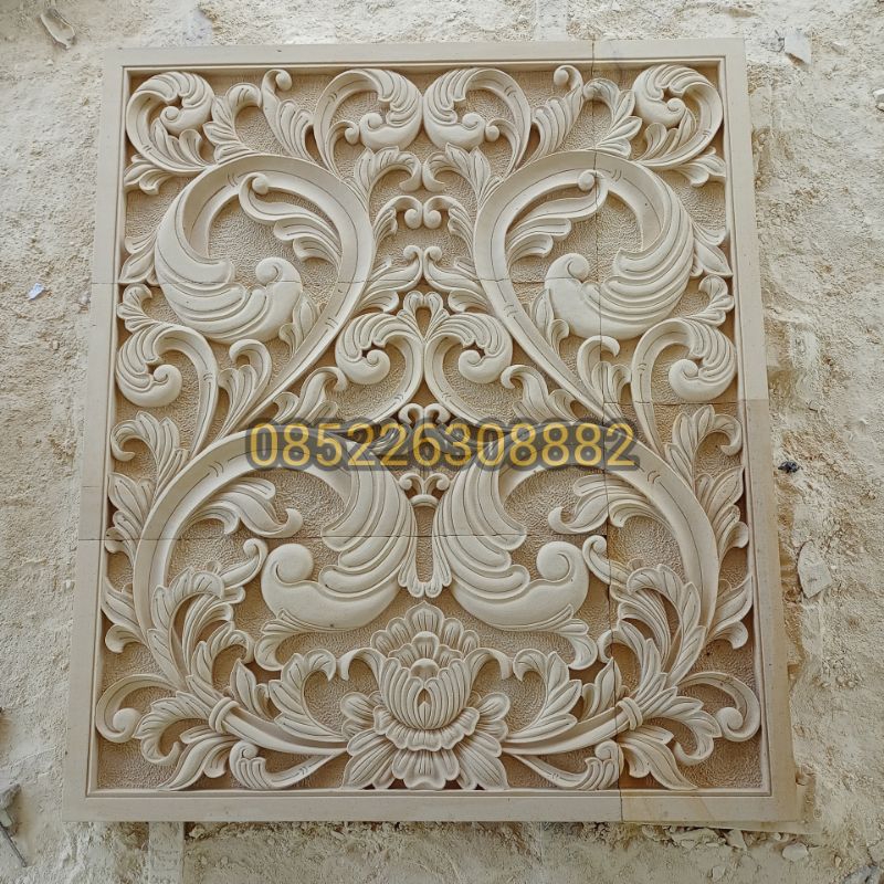 hiasan dinding ukiran klasik batu paras jogja