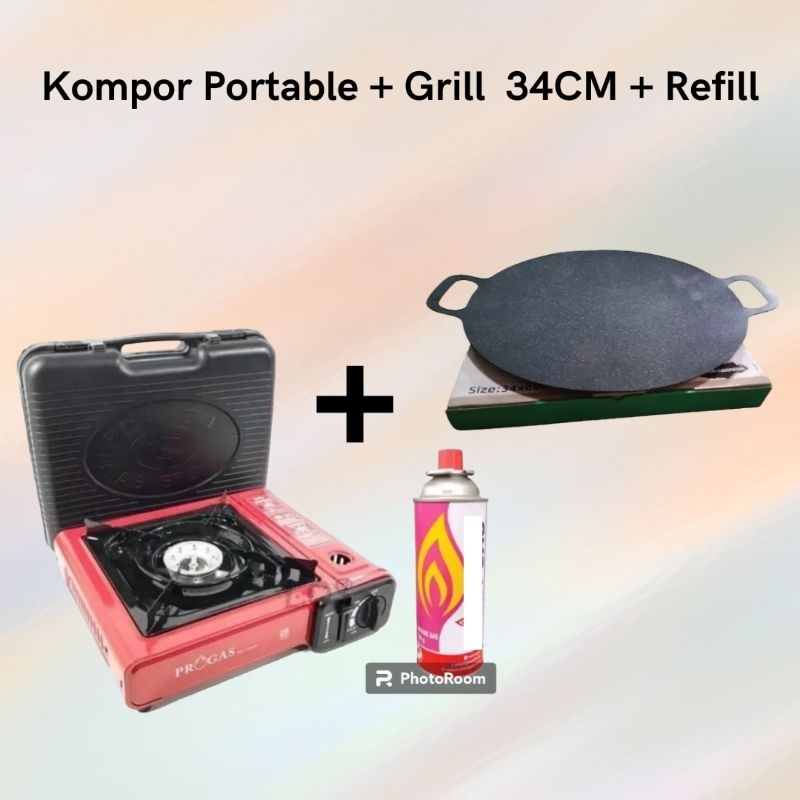 Paket Barbeque Kompor Portable + Multi Grill + Refill