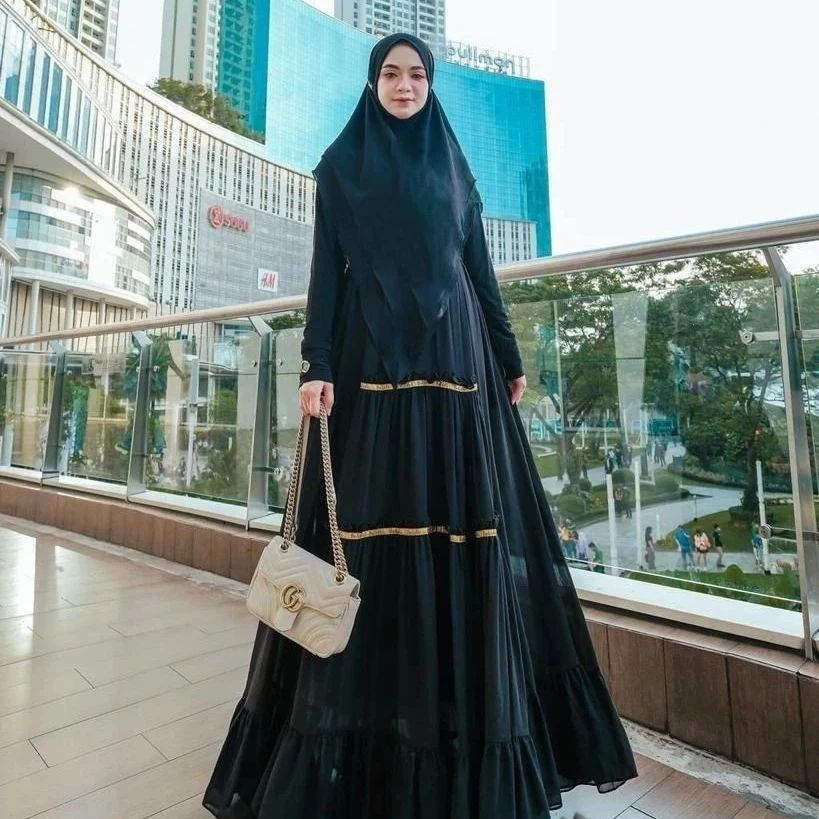 Gamis Syari Cerutybabydoll Polos Terbaru 2021/HASANAH SYARI SET KHIMAR/Gamis Muslim Wanita Terlaris/Gamis NFC Set Khimar Termurah/Gamis Seragam Ukuran M L XL XXL/Fashion Muslim/Pakaian Muslimah Wanita