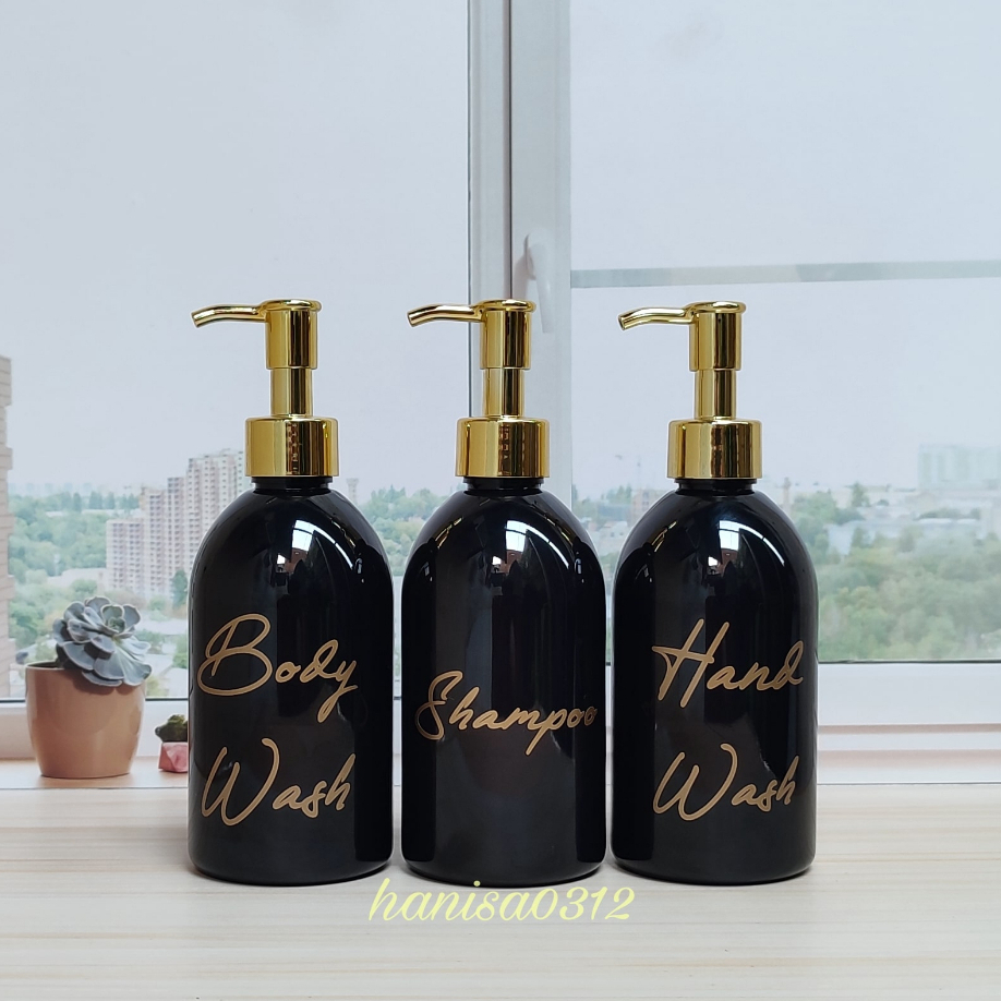 botol pump 250ml hitam glossy aesthetic botol isi ulang sabun cair