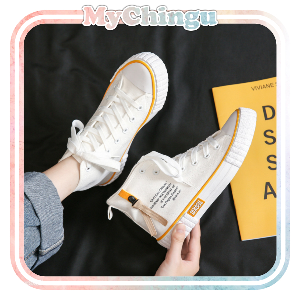 ❀ Chingu ❀ SEP033 (Tanpa Kotak) Sepatu Sneakers Wanita Pita Kanvas Sporty Model Korea Fashion Casual Sport Olahraga Import COD