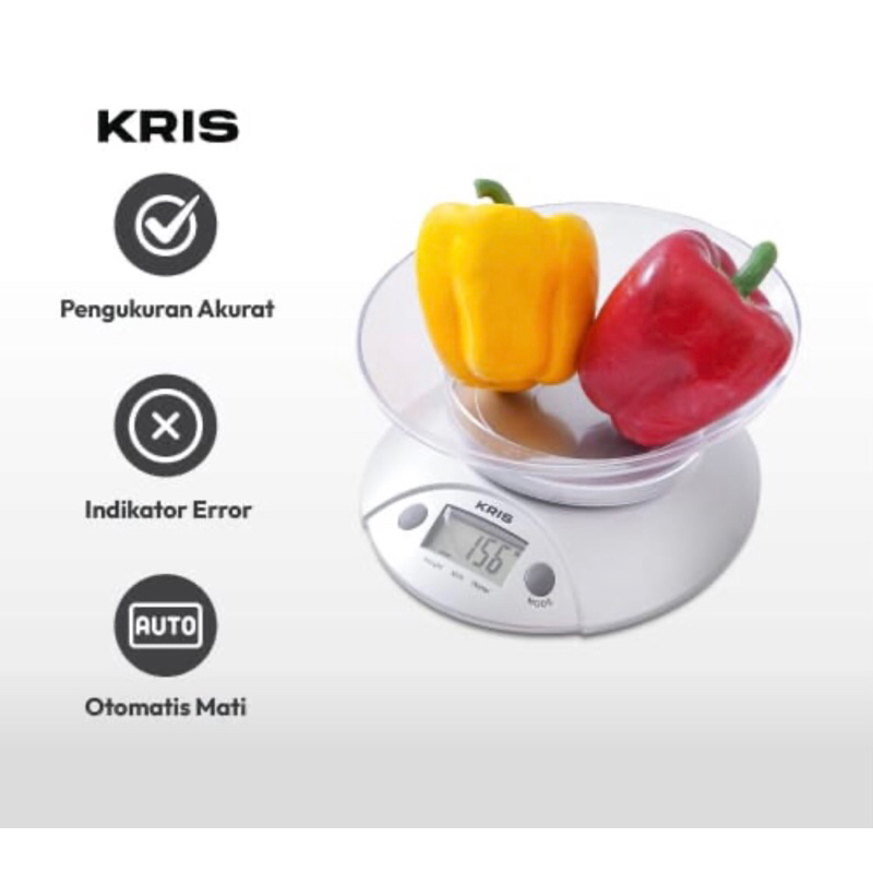 KRISCHEF TIMBANGAN BUMBU DAPUR 5KG SILVER/ACE DIGITAL KITCHEN SCALE SLV 5KG /ACE TIMBANGAN MAKANAN