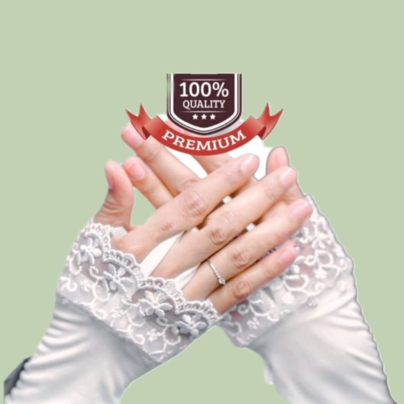 Sarung Tangan Cincin Muslimah Warna Putih Dengan Berbagi Motif / Handscok Umroh Dan Haji Kualitas Premium