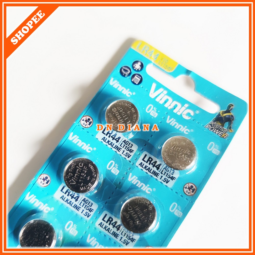baterai vinnic LR44 L1154F AG13 batrai LR 44 AG 13 L 1154 F  batre LR-44 AG-13 L-1154F lithium 1,5 V
