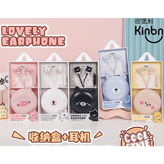 [KN-8306] Set Headset Earphone Kartun Animals Bulat / Wadah Earphone Karakter Animals Lucu / Earphone Case Karakter Hewan Imut