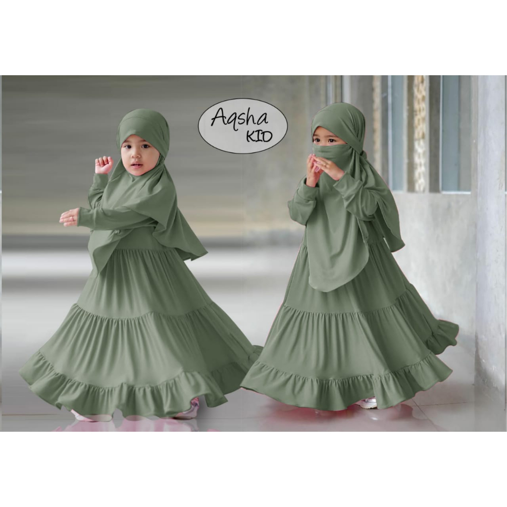 FenishaStore Baju Gamis Syar’i Anak Perempuan Terbaru AQSHA Kids Umur 2-4 Tahun