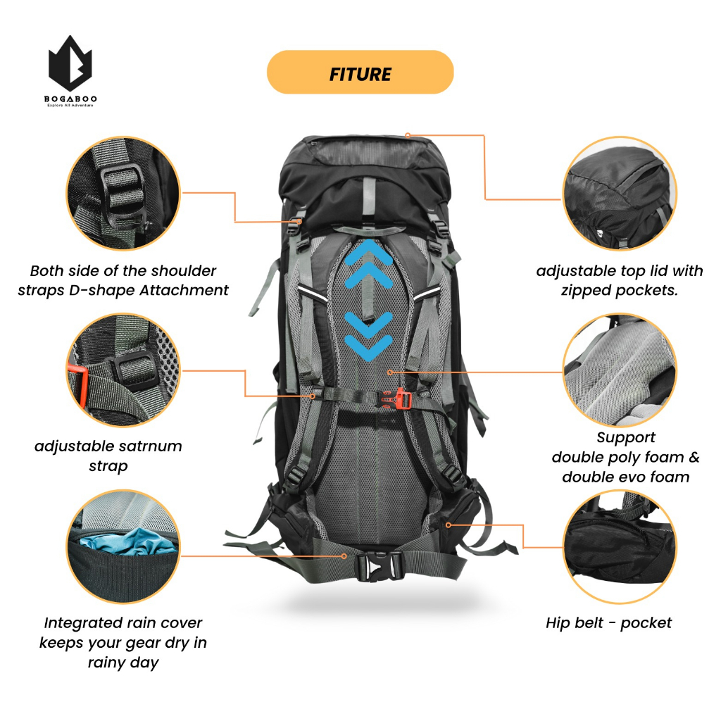 BOGABOO TAS KERIL Morigus 60 Liter +Cover Bag - TAS CARRIER - CARIER - tas Carrier ultralight - tas pendaki pria dan wanita - tas ransel gunung - tas gunung