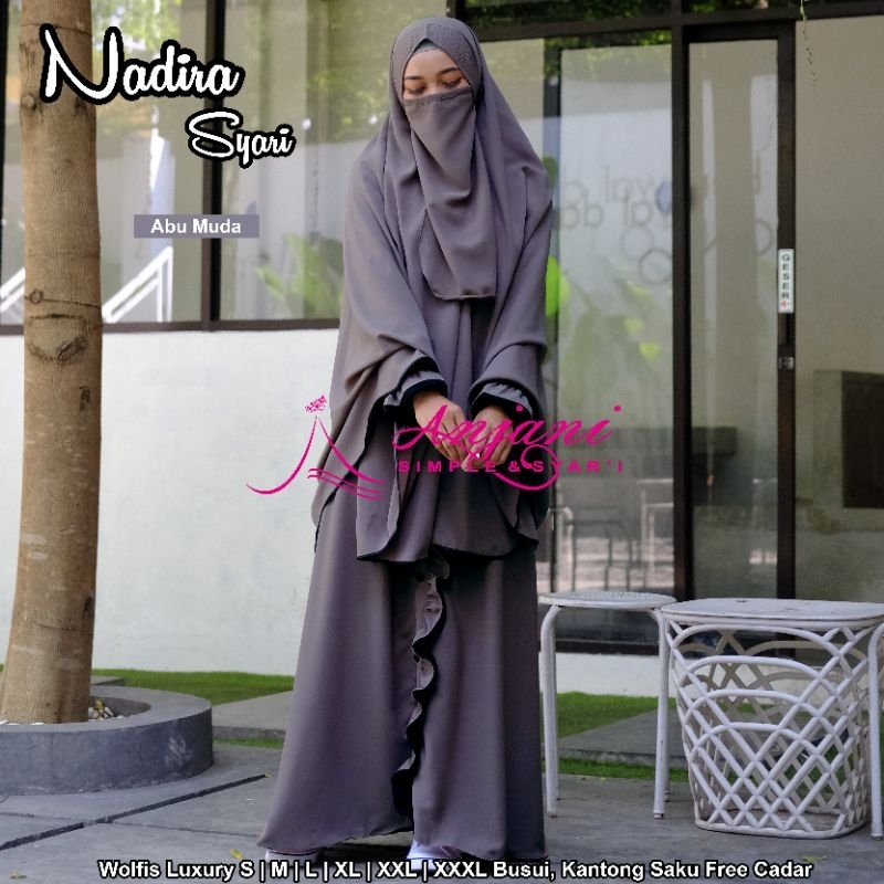 Nadira Abu Muda Gamis Syari Polos Set Jilbab Plus Cadar Gamis Syari Set Khimar Gamis Syari Set Jilba