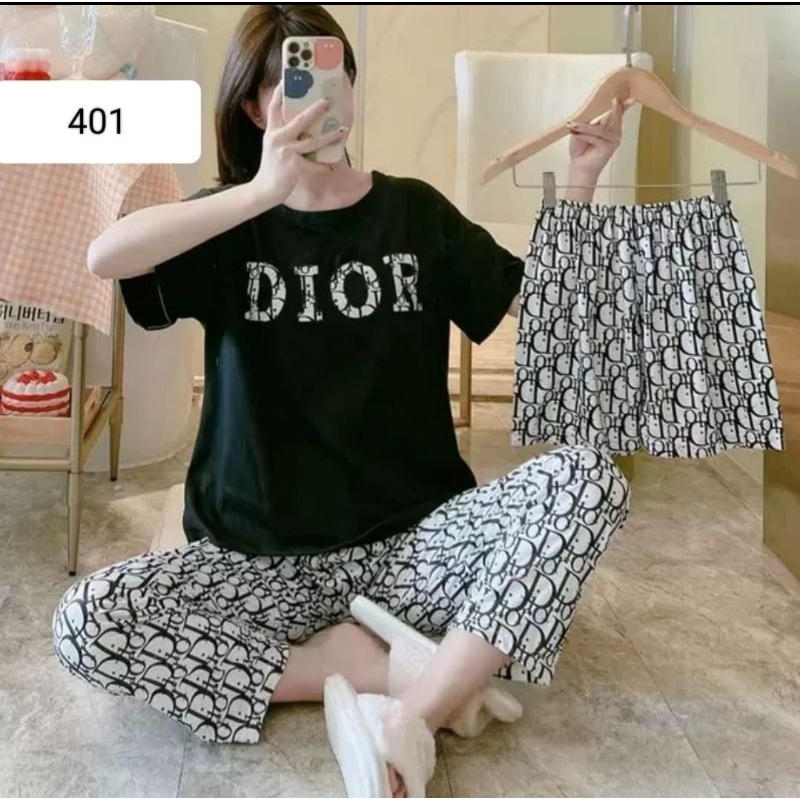 Piyama 3 in 1 dewasa import | baju tidur import lengan pendek | baju tidur 3 in 1