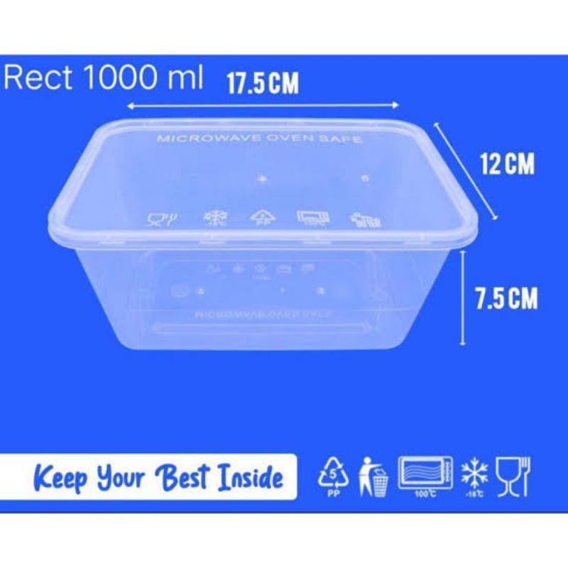 thinwall kotak tepak plastik 1000ml rectangular