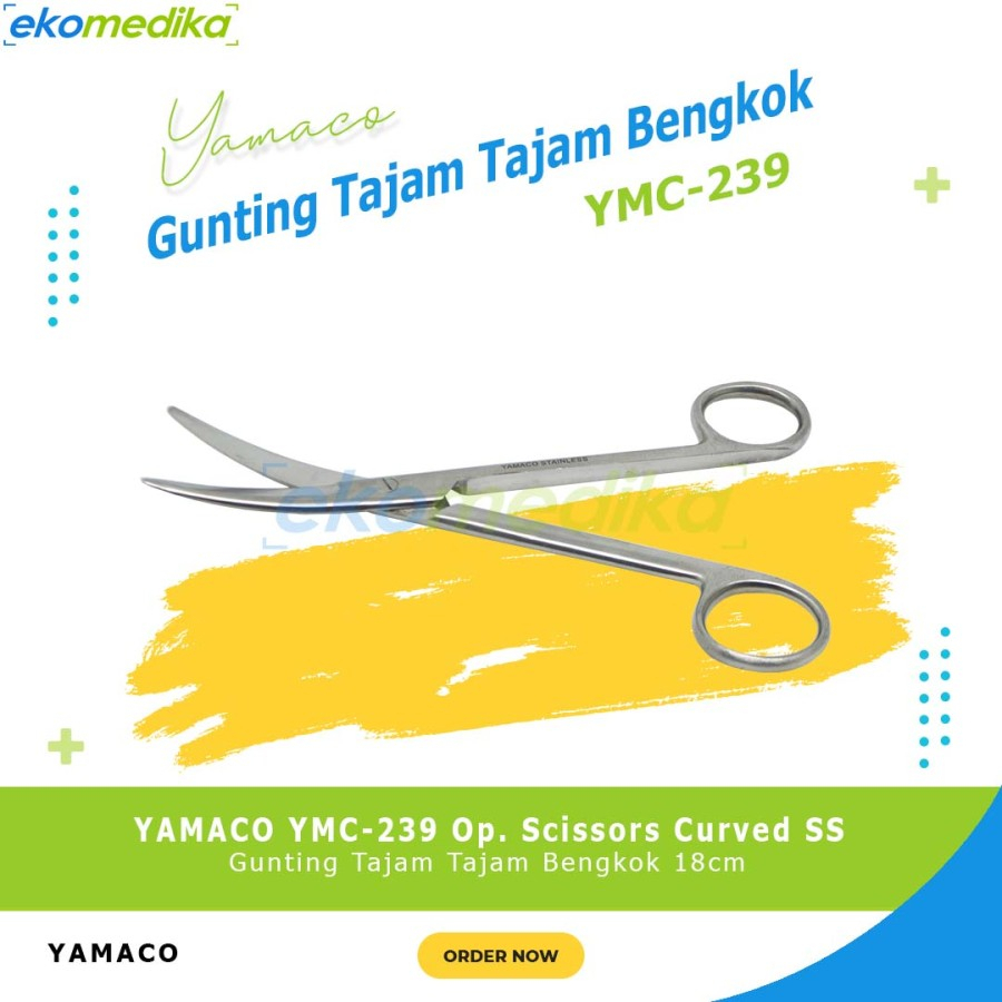 

Gunting Tajam Tajam Bengkok 18cm 16cm 14cm YAMACO Op. Scissors Curved S