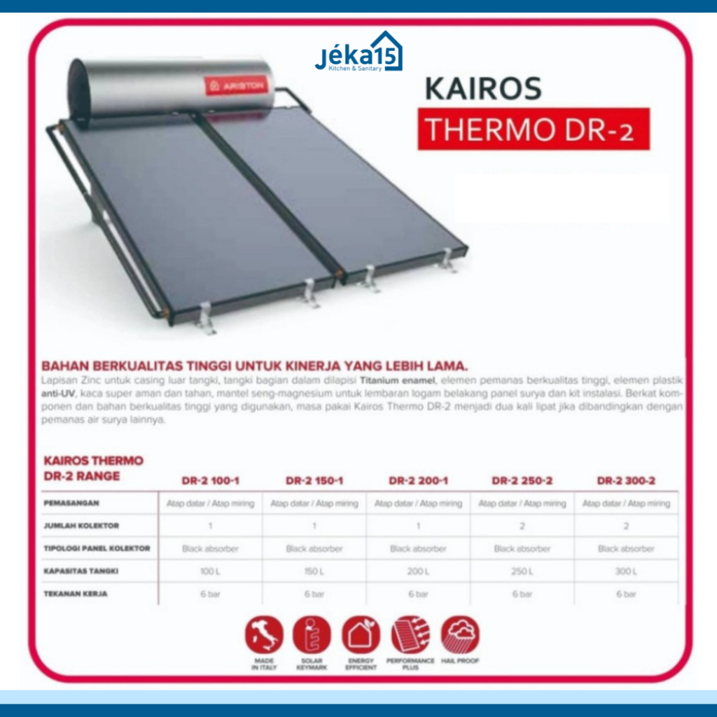 KAIROS THERMO DR | PEMANAS AIR TENAGA SURYA | SOLAR ARISTON WATER HEATER