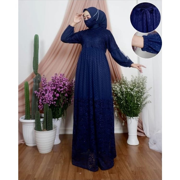 Gamis Syar'i Jumbo Kondangan Pesta Big Size LD 100 110 120 130 140 Dress Kekinan Gamis Brukat